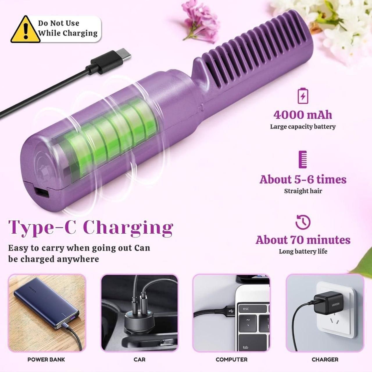 Portable Mini Hair Straightener Rechargeable